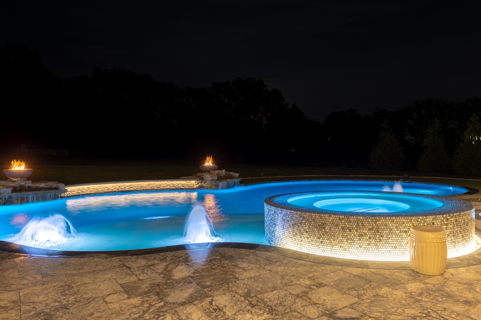 Outdoor lighting project at night, Middle Tennessee